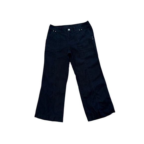 INC Women's Wide-Leg Black Linen Pants Size 10 Casual Chic - Picture 1 of 7